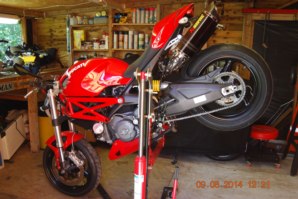 Ducati Monster on abba Sky Lift (Stoppie Position)